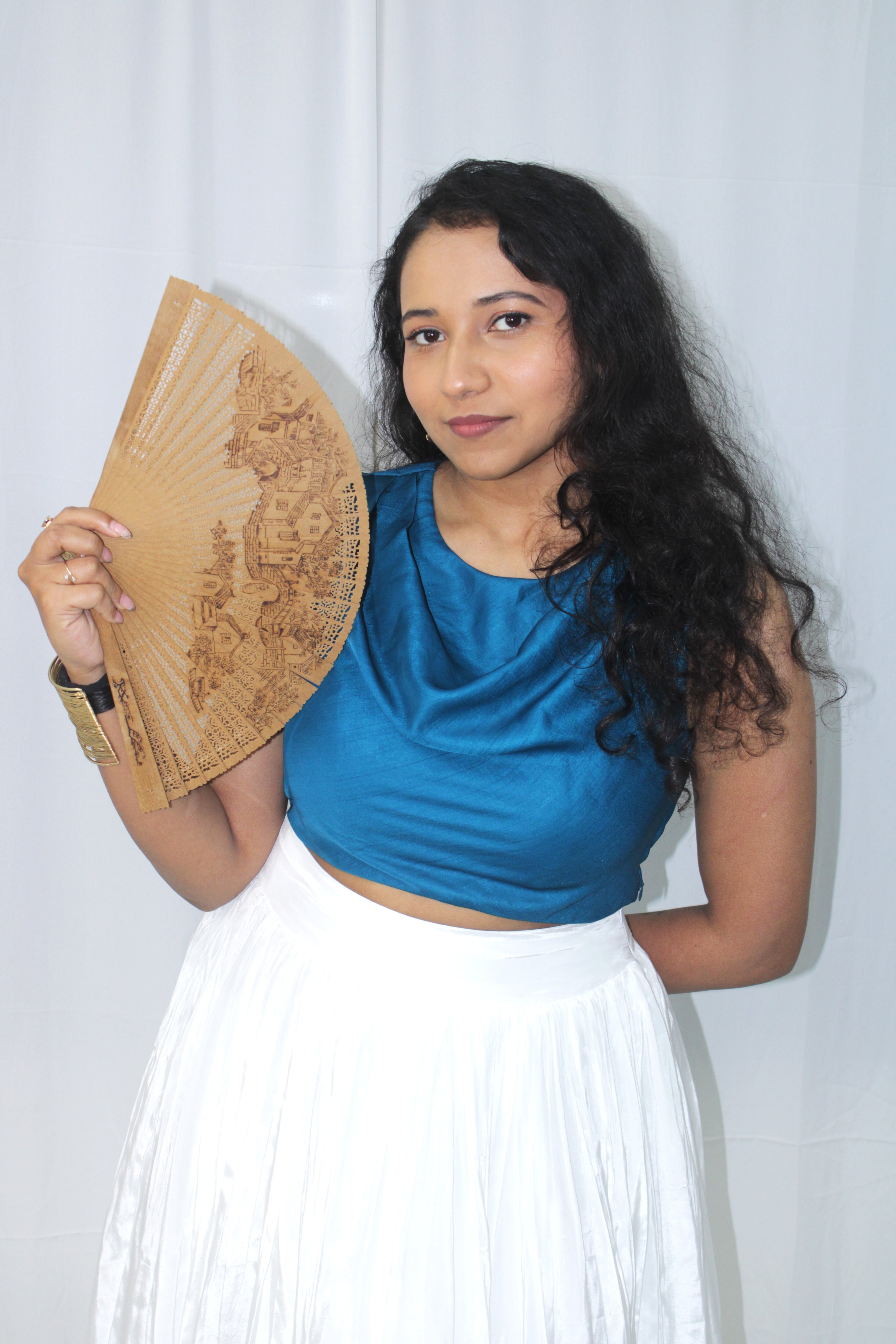 Halo Blouse - Teal Cowl Drape Top