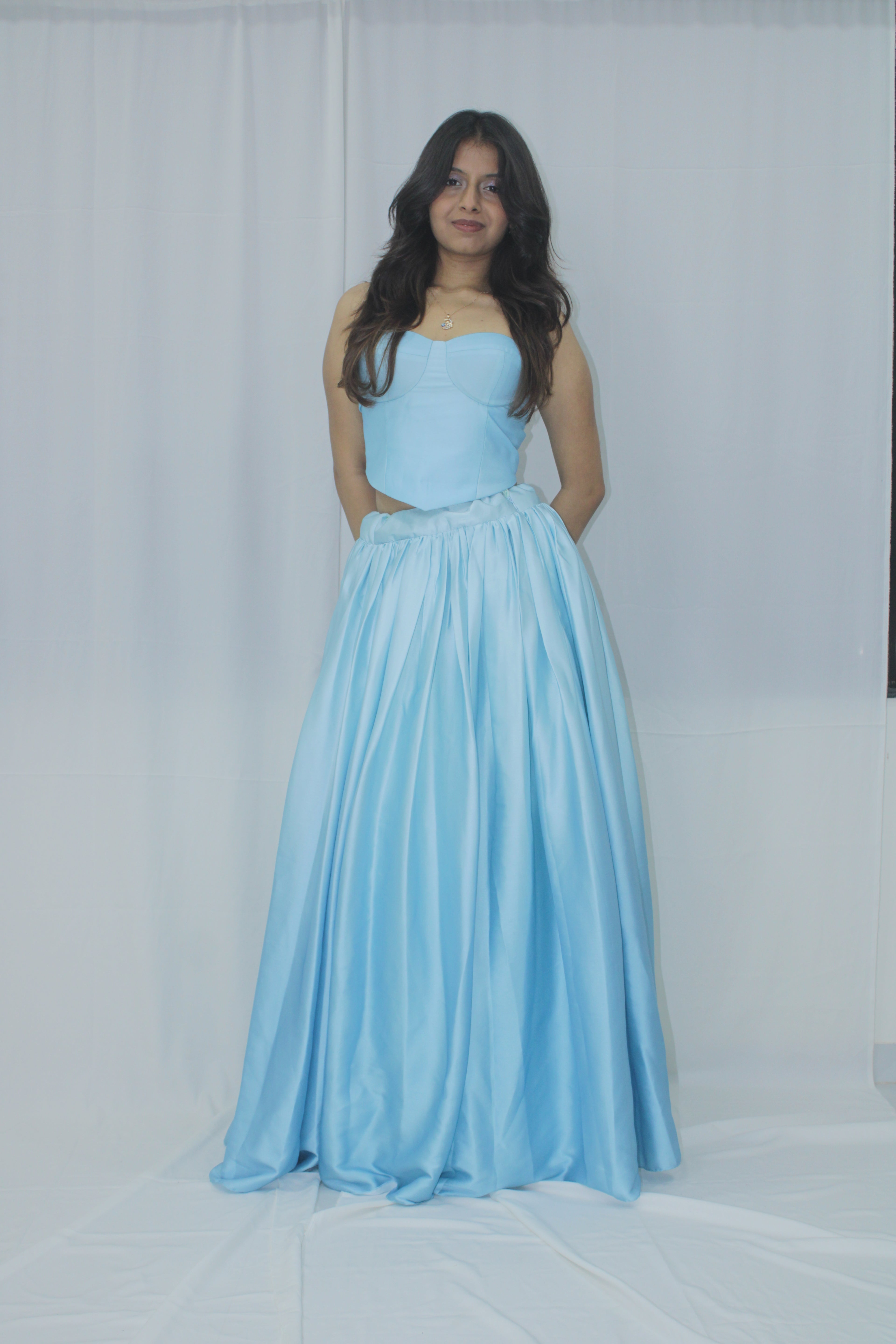 Mint Condition - Sky Blue Satin Corset Set