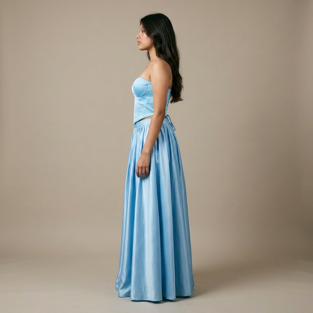 Mint Condition - Sky Blue Satin Corset Set